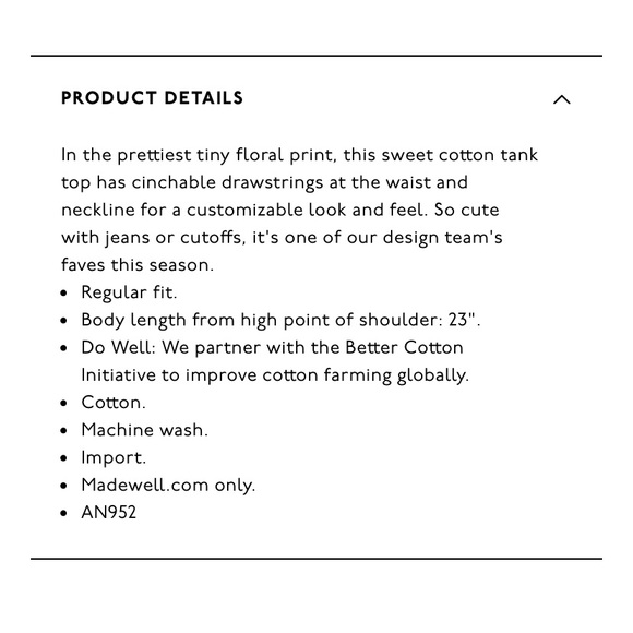 Madewell Shirred Drawstring Tank Top - Bright Buds - Picture 6 of 8